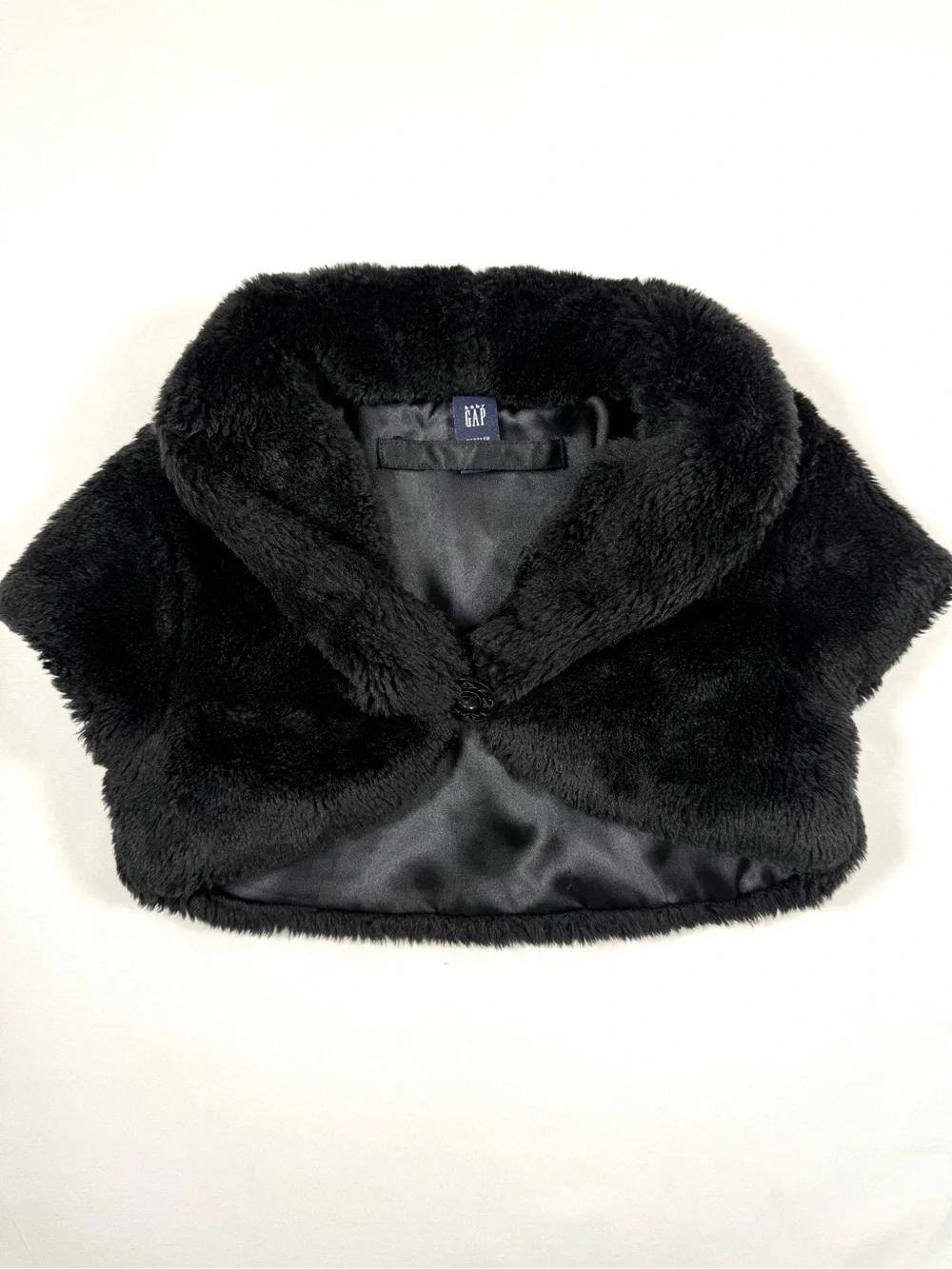 VINTAGE GAP Girls Black Faux Fur Capelet Shrug Toddler L-XL 3T-5T Holiday Formal
